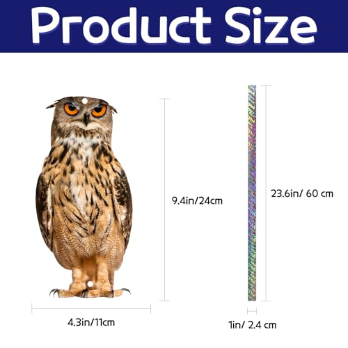Fake Owls to Keep Pigeons Away, 4PCS Flat Garden Owl - color: Brown Owl 4pcs