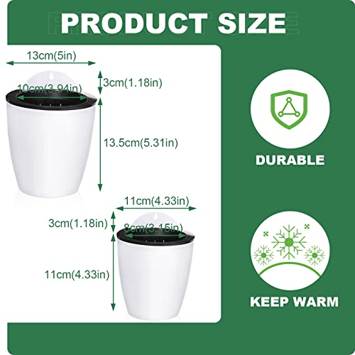 Amyhill 16 Pcs 5'' and 4.33'' Self Watering Hanging Planter for Indoor Plants Wall Planter with Hook and Absorbent Cotton Rope Wall Plant Holder Wall Mounted Planters White Flower Pots for Garden
