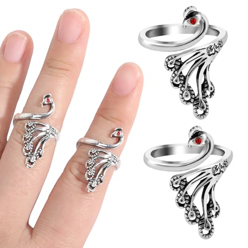 Namifin Crochet Ring for Fingure Adjustable Crochet Tension Ring Yarn Tension Rings Easy Crocheting Crochet Accessories Mother Grandma Thanksgiving Presents - color: Peacock Ring - Red