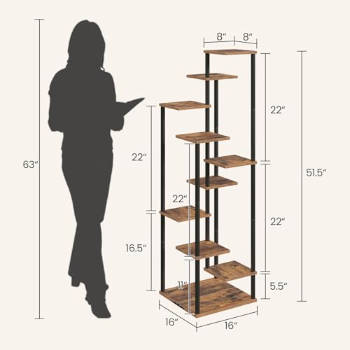 Yzosvki 10 Tier Plant Stand Indoor Tiered Corner Plant Shelf - color: Rustic Brown, size: 10 Tier-Square