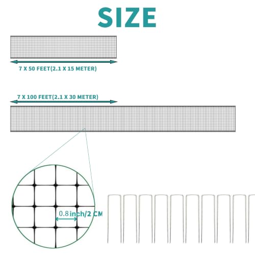 Bird Netting for Garden, Deer Fence Netting, Suitable for Protecting Vegetables and Fruit Trees, Protection Against Birds, Deer, Squirrels, and Poultry (7 * 50 Feet(2.1 * 15 Meter)) - size: 7*50 Feet(2.1*15 Meter)