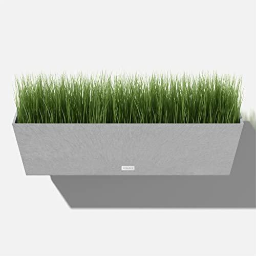 Veradek Pure Series Railing Planter - Tapered Window Box with Bracket - color: Gray, size: 36 inch