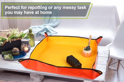 Azureblue Foldable Waterproof Plant Repotting Mat for Indoor Plants, Suitable for House Plants, Succulents, Potting Soil, Portable, Easy to Clean (Extra Large 39.4 x 39.4 (Orange)) - size: Extra Large 39.4 x 39.4" (Orange)