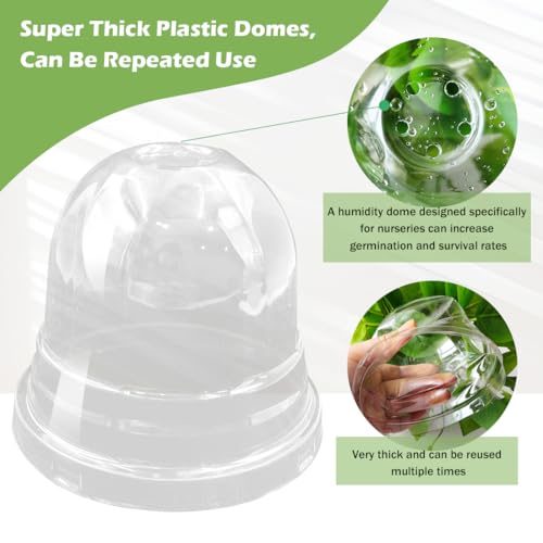RooTrimmer Humidity Domes for 4 Inch Pots, 100 Pack Transparent Plant Dome Covers with Ventilation, Clear Nursery Pot Domes for Seed Starting, Seedling Germination, and Gardening - color: Clear Plant Pot Domes-100p, size: 4Inch