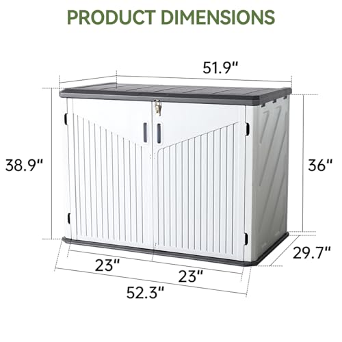 Aoxun Outdoor Storage Cabinet 35 Cu.Ft Outdoor Trash Can Storage Shed,White - color: White, size: 35 Cu.Ft