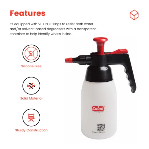 Colad Adjustable Multipurpose Hand Pump Spray 1000ml -for Car Detailing, Surface Prep, and More - color: 1000ml Clear