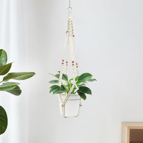 Belit 2 Pack Macrame Plant Hangers Indoor Hanging Planter Basket Decorative Flower Pot Holder Rope for Indoor Outdoor Home Decor - color: Ivory, size: 35"- 1 Tier