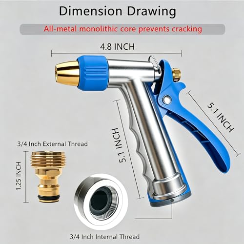 Garden Hose Nozzle, High Pressure Water Hose Nozzle Heavy Duty - color: Blue