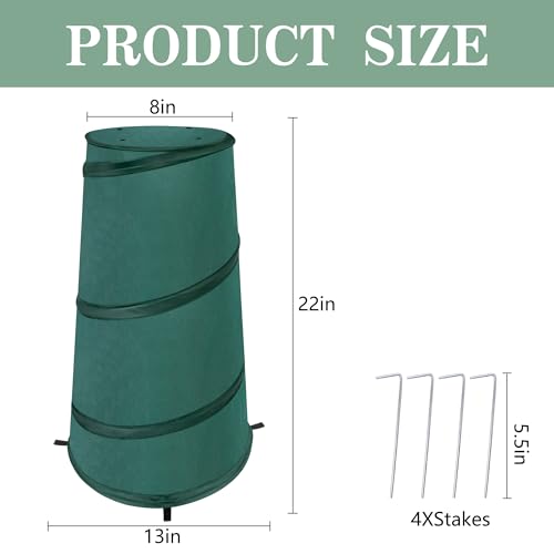 8" x 13" x 22" Pop Up Frost Protection Plant Cone, Non-Woven Winter Plants Freeze Protection Tent, Cold Weather Insulated Plant Protective Cone Cover for Ice Snow Frost Protector Indoor & Outdoor - color: Green-1pc