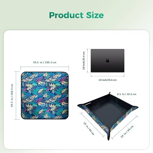 Repotting Mat for Indoor Plants 39.5"x39.5", Unique Gifts for Plant Lovers - color: Black Leaf Print, size: 39.5" x 39.5" x 0.1"