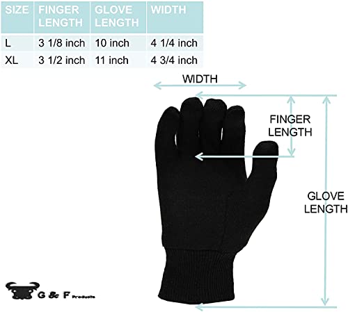 G & F Products unisex adult Regular work gloves, Black, Large sold by Case 300 Pairs US - size: Large (Pack of 300)