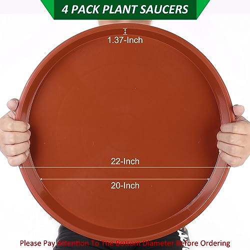 PATIKIL 4 Pack Large Plastic Plant Saucer, 22 Inch Plant Tray for Pots Round Plant Dish Plant Drip Trays Water Tray for Indoors Outdoors Garden, Red - color: Red, size: 22 Inch