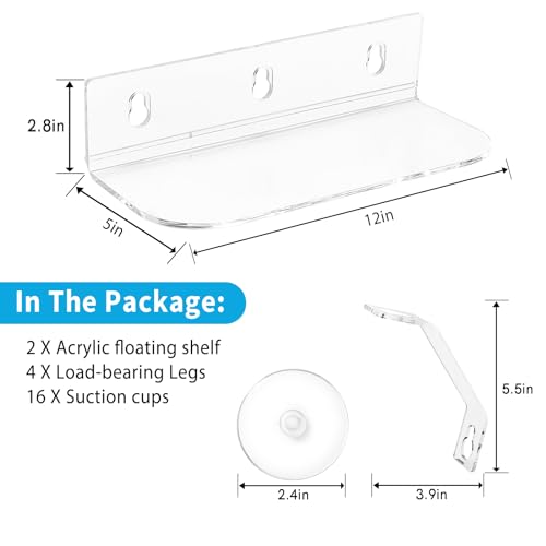 12 Inch 2 Pack Plant Window Boxes Shelf Sill Suction Cup Planter, 5-Inch Extra Wide Window Sill Extender with Load Bearing Bracket for Herbs, Succulents, Clear Acrylic Indoor Plant Stand, Planter Holder1