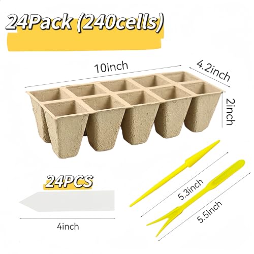 240 Cells Seed Starter Tray, 24 Pack Seed Starter Kit - size: 240 Cells