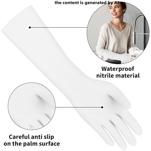 Long Sleeve 15inch Durable Nitrile Disposable Gloves Blue 30PCS - color: White, size: Small