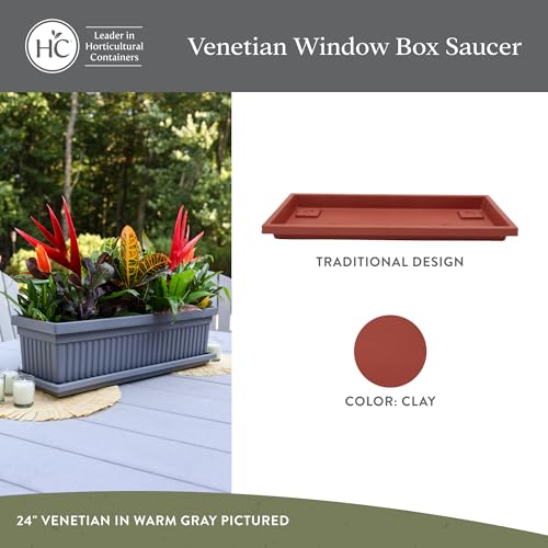 The HC Companies Venetian Rectangular Plant Tray - Lightweight Plastic Plant Saucer - Plant Drip Trays for Drainage -UV Resistant Pot Saucer for Indoor & Outdoor Use (23.5" Clay, Pack of 1) - color: Clay, size: 23.5"