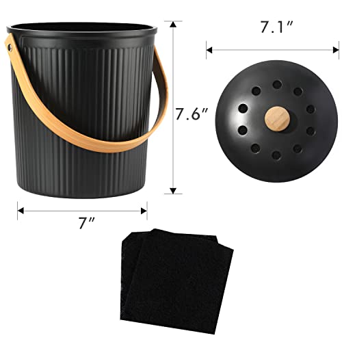 Countertop Compost Bin, LALASTAR Compost Bin Kitchen with Lid, Made of Sustainable Bamboo Fiber, Indoor Food Composter for Kitchen, Odorless, 1 Gallon, Black - color: Black