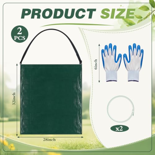 Faccito 2 Pack Litter Bag with Shoulder Strap Trash Leaf Bag Holder, Green - color: Green