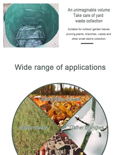 Reusable Garden Waste Bag, 80 Gallon Capacity, Heavy Duty with 4 Handles, Green,Collapsible Gardening Containers for Lawn and Leaf Trash,Weed Bag (1)