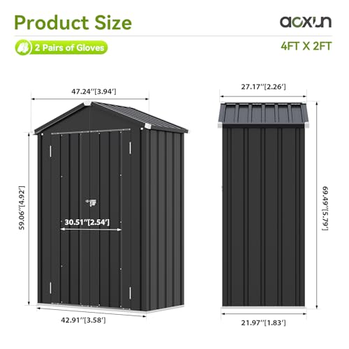 Aoxun Vertical Outdoor Storage Cabinet 3.5’x2’ with Floor & Shelves Black - color: Black, size: 3.5'x2'