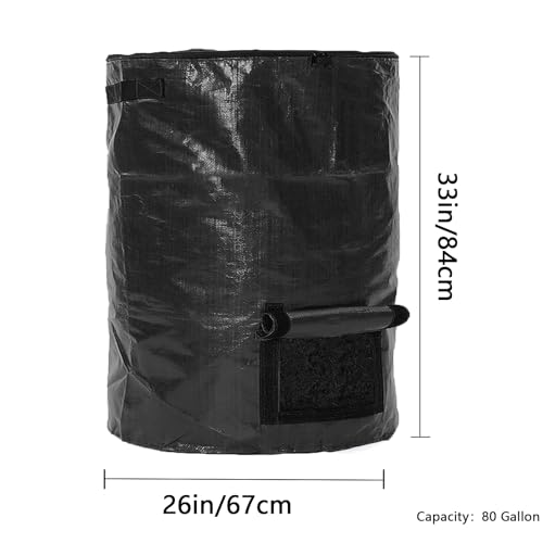 Compost bin Bags,Big Compost Bag,Garden Compost bin Bags,80 Gallon Compost bin for Garden Yard Garbage cans (Black 1pc) - color: Black, size: 80 gallon