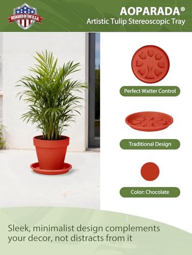 11Inch Tulip‑Design Plastic Plant Saucer Drip Tray,4Pcs(Chocolate) - color: Chocolate, size: 11"(4Pack)
