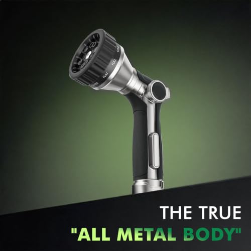 RESTMO Water Hose Nozzle Heavy Duty, Garden Hose Sprayer Thumb Control - color: Silver