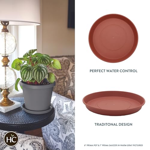The HC Companies 12" Round Prima Plastic Plant Saucer - Indoor Outdoor Plant Trays for Pots - 12.4"x12.4"x1.5" in Clay - color: Clay, size: 12", style: Pack of 1