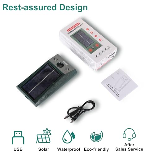 Wall-Mounted Solar Ultrasonic Animal Repellent Indoor Outdoor