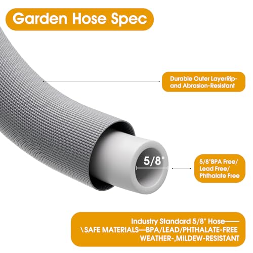 50 FT Garden Hose, Non-Expanding Water Hose, Ultra-Light & Flexible, Burst-Resistant, Kink-Free, High-Pressure Garden Hose All-Weather Use for Lawns, Gardens, and Outdoor Cleaning