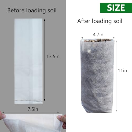Belit 100 Pcs Nursery Grow Bags, Non-Woven Plants Pots Container for Starting Deep Rooted Plants Vegetable, Flower, Seedling Tree (7.5"x13.5") - color: White, size: 100 Pcs 7.5"x13.5"