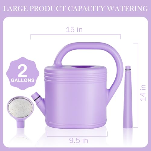 2 Gallon Watering Can for Indoor Plants, Garden Watering Cans for Outdoor Plant House Flower, Modern Plant Watering Can Large Long Spout with Sprinkler Head - color: Purple, size: 2 Gallon