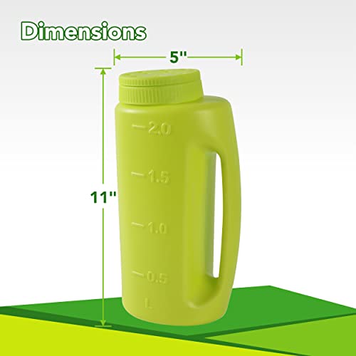 (2-Set) Multipurpose 2L Handheld Spreaders (Blue and Green) - Handheld Shakers for Seeds, Fertilizer, Salt, and More - With an Adjustable Dial for 7 Opening Modes - Includes 2 Scoops (Green)