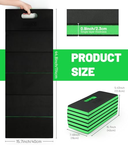 Foldable Mechanic Mat Kneeling Pad, 0.9" Extra Thick EVA Foam,Green - color: Green & Black