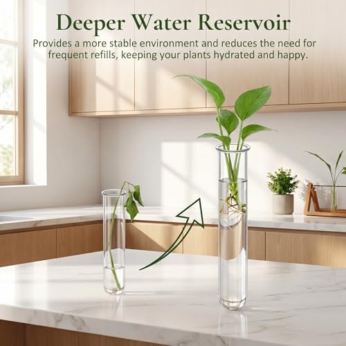 Glass Test Tubes for Plants with Reinforced Rim, 4 Piece Clear 5.9" x 1.2" Borosilicate Propagation Tubes Vase for Hydroponic Plant Starter, Cuttings and Flower Arrangement