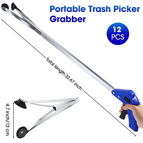 Meanplan 12 Pieces Suction Cup Reacher Grabber Tool for Seniors, 32 Inch