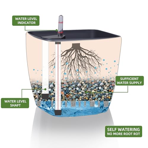 Dexceder 11x10 Self Watering Planter (Slate Gray Matte) - color: Slate Gray, size: 11x10