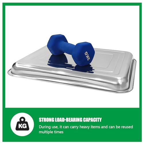 RooTrimmer 5 Pack Large Stainless Steel Seedling Trays, Heavy Duty Metal Water Catch Trays for Nursery Pots-Transplant, Seed Germination & Propagation Flats (17.5 inch×13.56 inch, 1.18" Height) - size: Large-5P