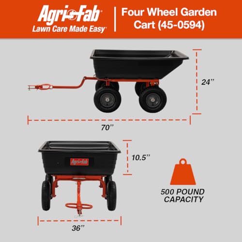 Agri-Fab 45-0594 4-Wheel Poly Convertible Pull/Tow Garden Dump Cart 1,200lb Tow Capacity Black - style: 1,200 lb. Push/Tow 4-Wheel Cart Swivel Dump Cart