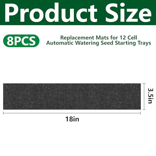 EBaokuup 8 Pcs 12-Cell Replacement Capillary Mats-18.5 x 3.5 Inches Self Watering Seed Starting Mat-Capillary Mats for Indoor Gardening Greenhouse Plant Seed Starting - color: 12cell-8pcs