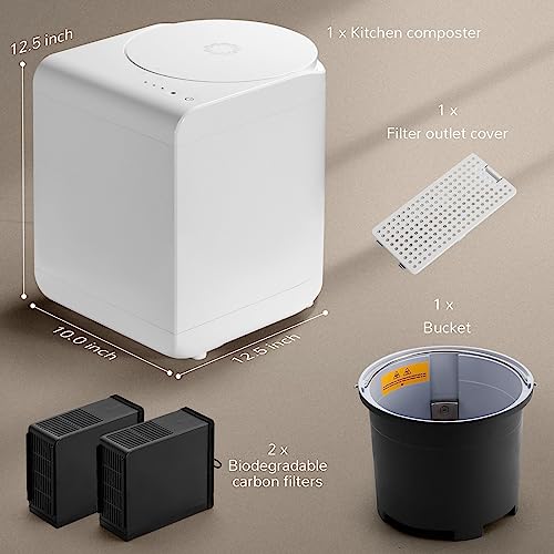 Airthereal R500 Electric Kitchen Composter, 2.5L, Pearl White - color: Pearl White, size: Plastic Cover