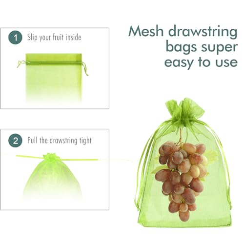 Fruit Protection Bags, Fetanten 4x6 in Mesh Drawstring Bag for Fruit Trees - size: 4 x 6 Inch 40pcs