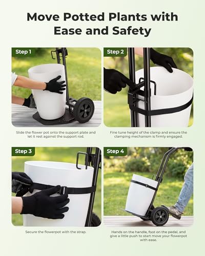 Brightown-Plant-Caddy-with-Wheels Heavy Duty, 200 Lbs Ergonomic Plant Dolly - color: Black
