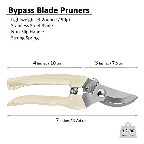 BUGUI Bypass Garden Pruning Shears - 2 Pack, Ultra Lightweight Hand Pruners Make Cut Smooth & Clean, Professional Gardening Scissors for Cutting Live Flowers, Plants, Light Branches - style: 7"FlowerShearsSet(C010)