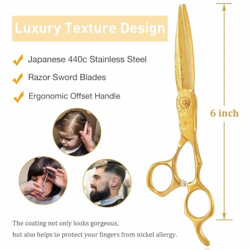 JASON Hair Cutting Scissors Shears - 6" Professional Barber Haircut Shear - size: 6.14