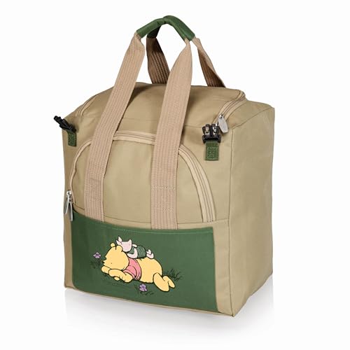 PICNIC TIME Disney Winnie the Pooh Gardener Folding Seat with Tools, Folding Garden Stool with Detachable Tote and Hand Tool Set Organizer, Portable Gardening Chair, (Olive Green with Beige Accents) - color: Disney Winnie the Pooh - Olive Green With Beige