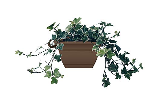 The HC Companies Eclipse Square Hanging Planter for Indoor Plants - Contemporary Hanging Plant Pot w/Attached Saucer - Lightweight & UV-Resistant Hanging Plant Holder (12" Chocolate, Pack of 1) - color: Chocolate, size: 12"