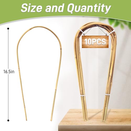 Avalution 16" Natural Bamboo Plants Trellis U-Hoop,Bamboo Gaeden Trellis U-Shape for Climbing Plant Support-10PCS - color: U-Hoop, size: 10 PACK-16 inches