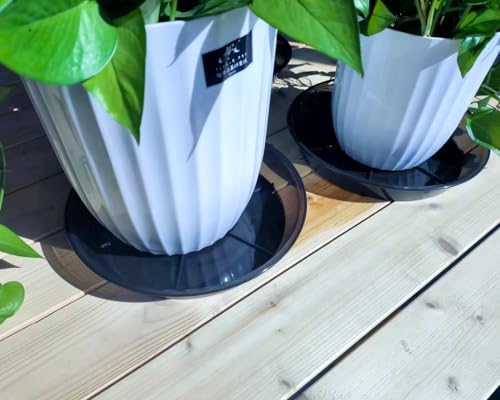 NIMYAU Plant Saucer 14 Inch 4 Pack 10 14 16 18 Large Plant Trays for Pots Heavy Duty Round Plastic Plant Saucers for Indoors Outdoors, Flower Pot No Holes Plant Drip Trays - size: 14"-4pack