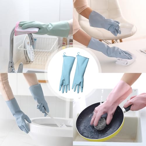 2 Pcs Long Sleeve Dishwashing Gloves, Waterproof Kitchen Cleaning Gloves - color: Blue02, size: Medium